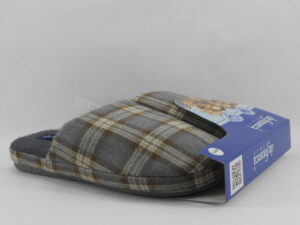 Chinelo Defonseca de Quarto Masculino Cinzento com Padrão aos Quadrados – Conforto e Estilo